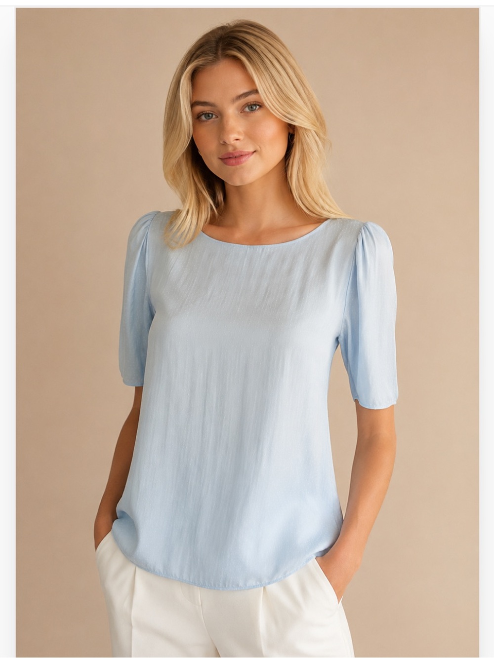 H&M Pale Powder Blue Short Sleeve Women's Blouse
